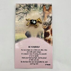 Gold Zebra Black Crystal Brooch